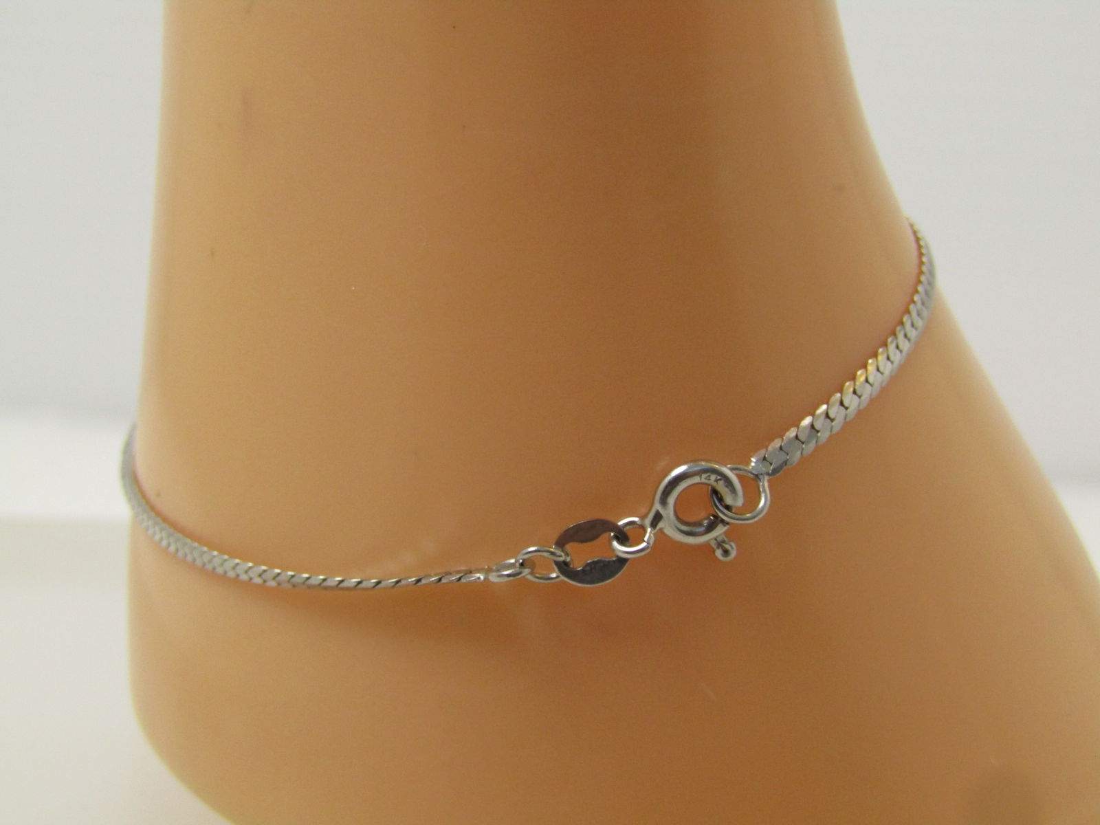 Vintage 14kt White Gold Bracelet, Herringbone, 7", Signed RVL 1980's-1990's - 3