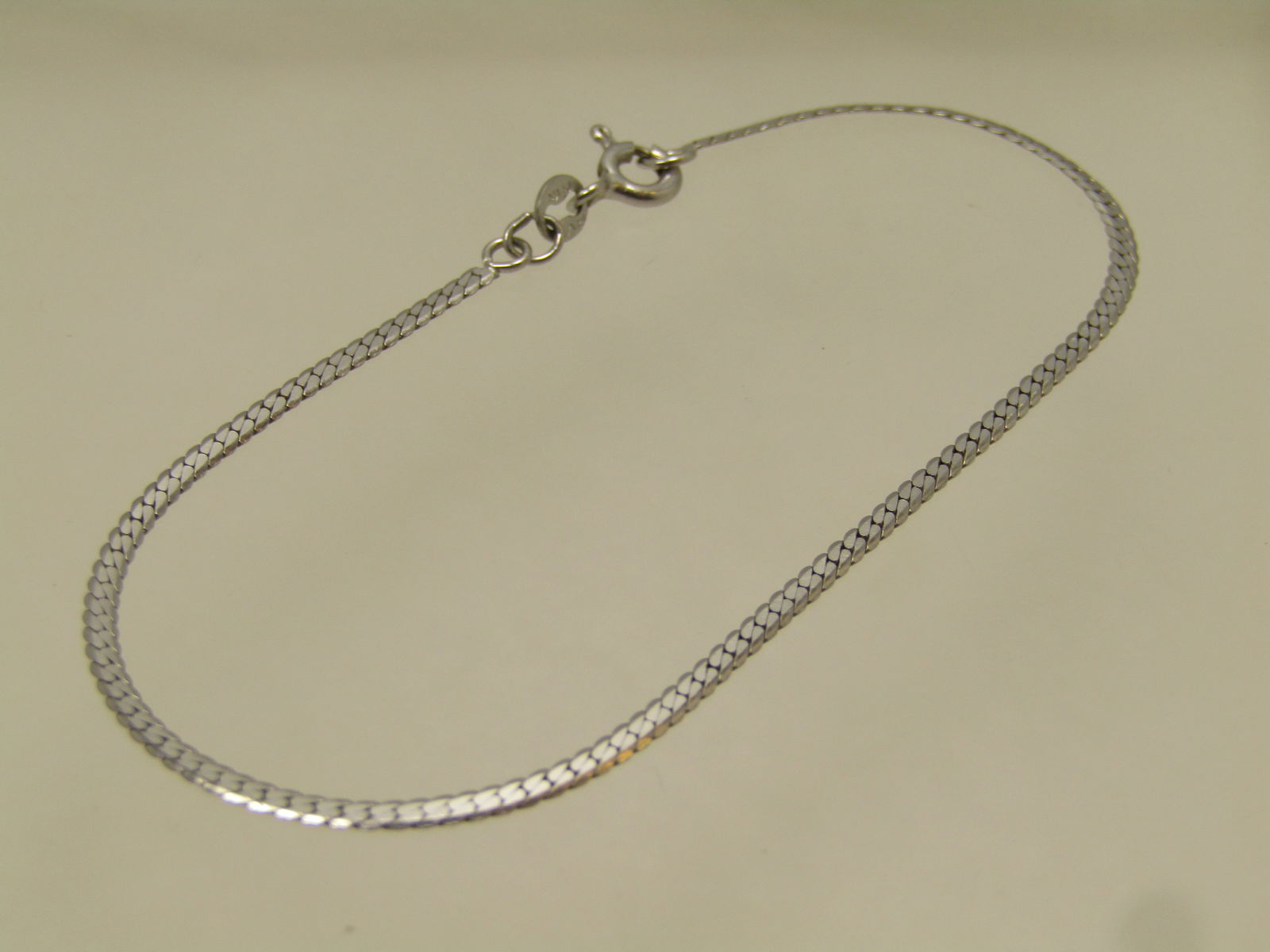 Vintage 14kt White Gold Bracelet, Herringbone, 7", Signed RVL 1980's-1990's - 4