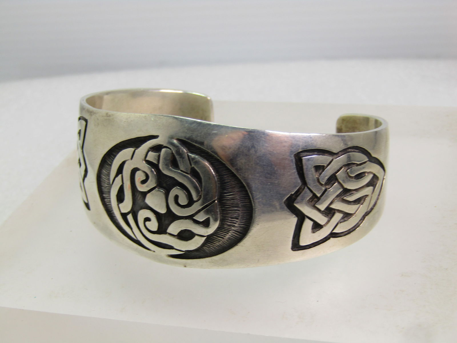 Vintage Sterling Celtic Knot Cuff Bracelet, Mexico, Signed TM253, 1980's-1990's - 3