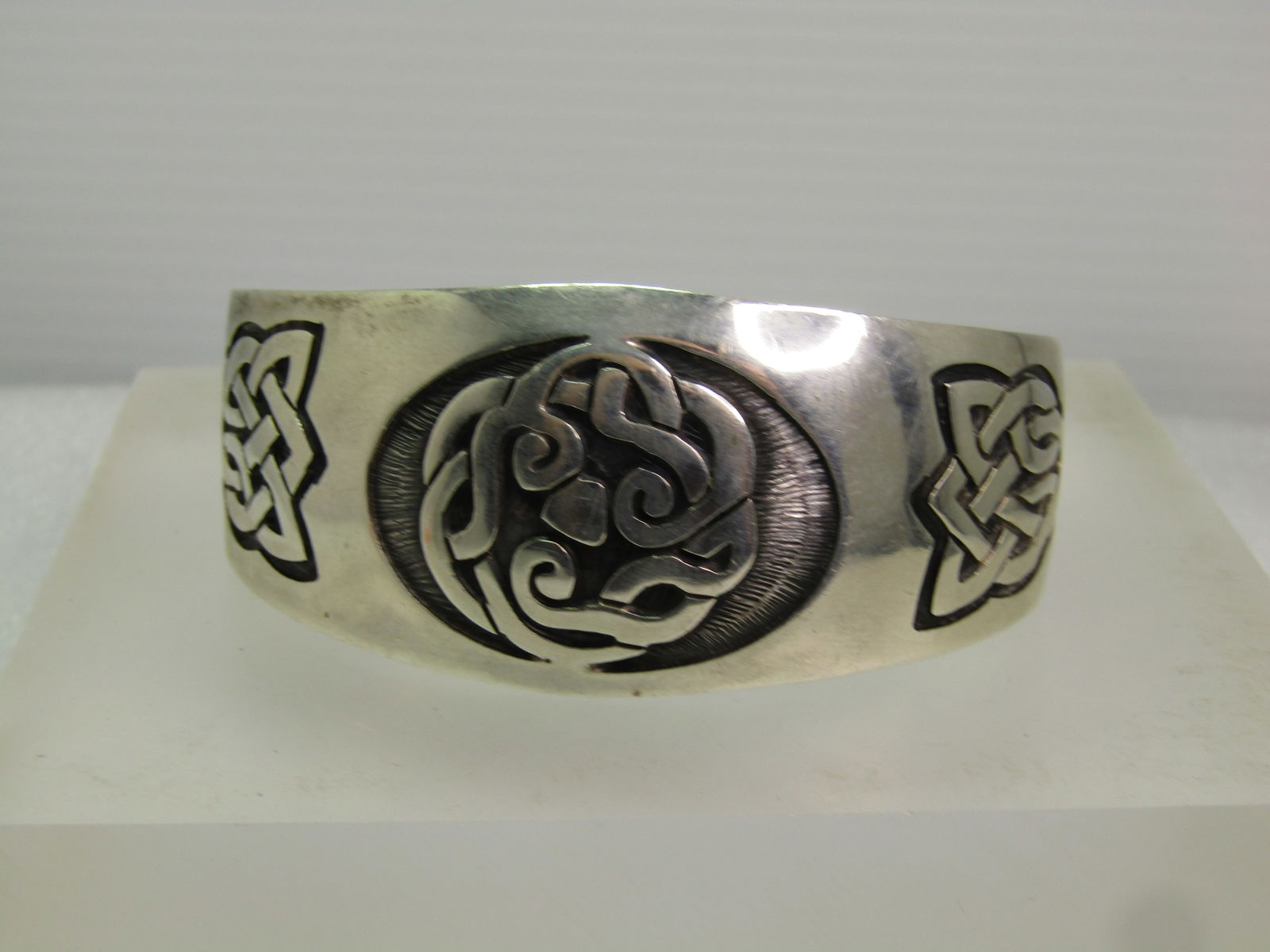 Vintage Sterling Celtic Knot Cuff Bracelet, Mexico, Signed TM253, 1980's-1990's - 4