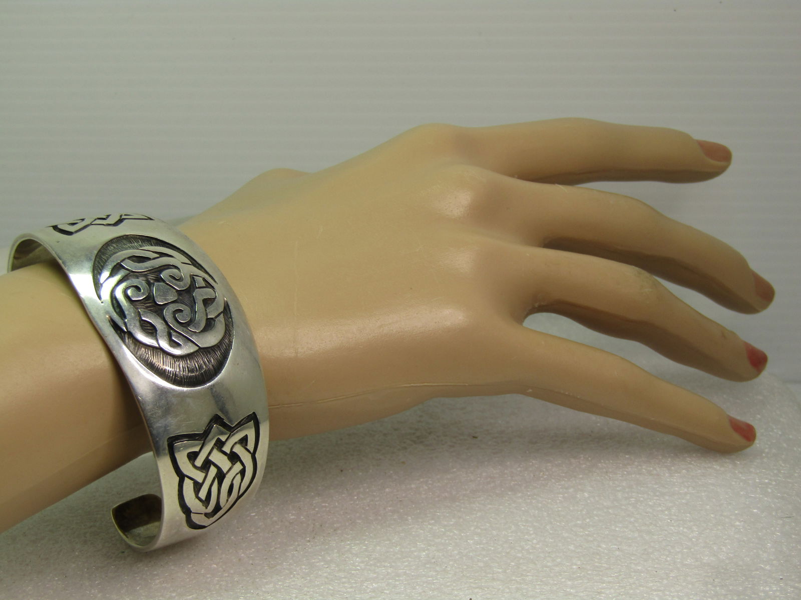 Vintage Sterling Celtic Knot Cuff Bracelet, Mexico, Signed TM253, 1980's-1990's - 6