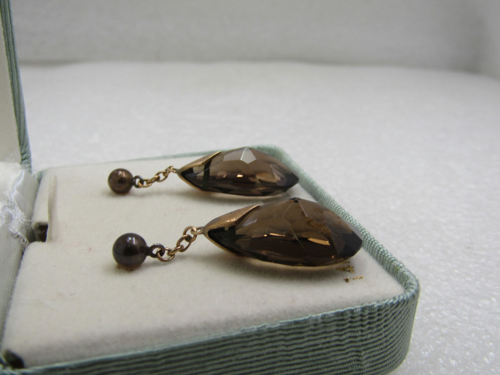 Vintage 14kt Smoky Topaz Dangle Earrings, Signed C for Carla - 3