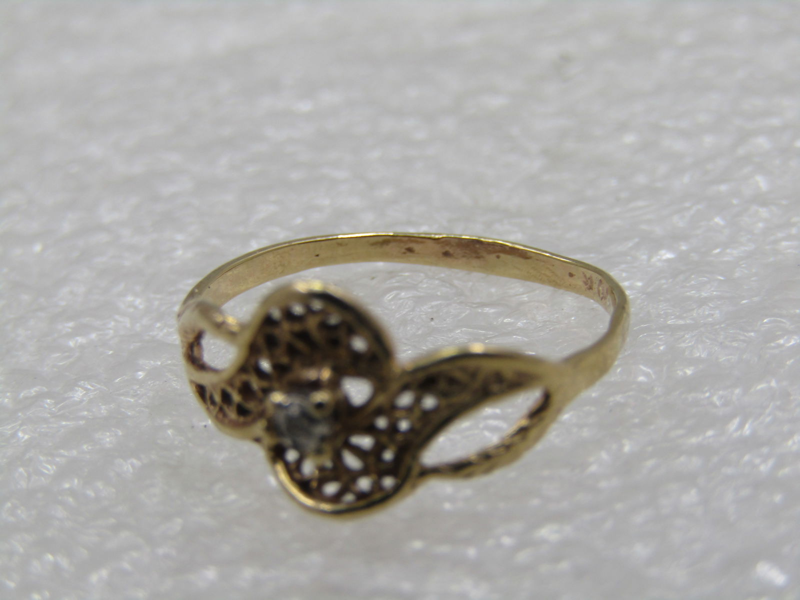 Vintage 10kt Filigree Diamond Ring, Sz. 5 - 4