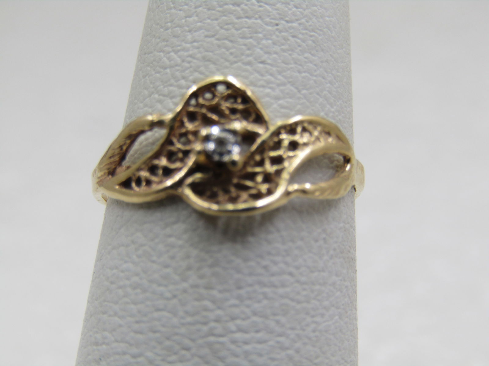 Vintage 10kt Filigree Diamond Ring, Sz. 5 - 6