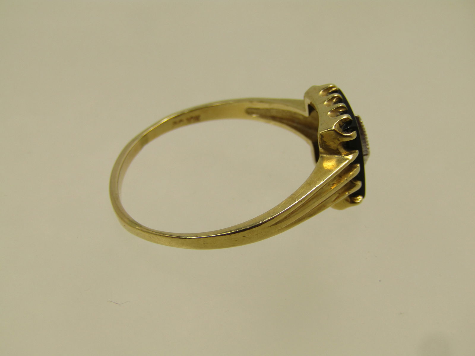 Vintage 10kt Onyx & Diamond Ring, Sz. 12, 1960-1970's, Signed - 4