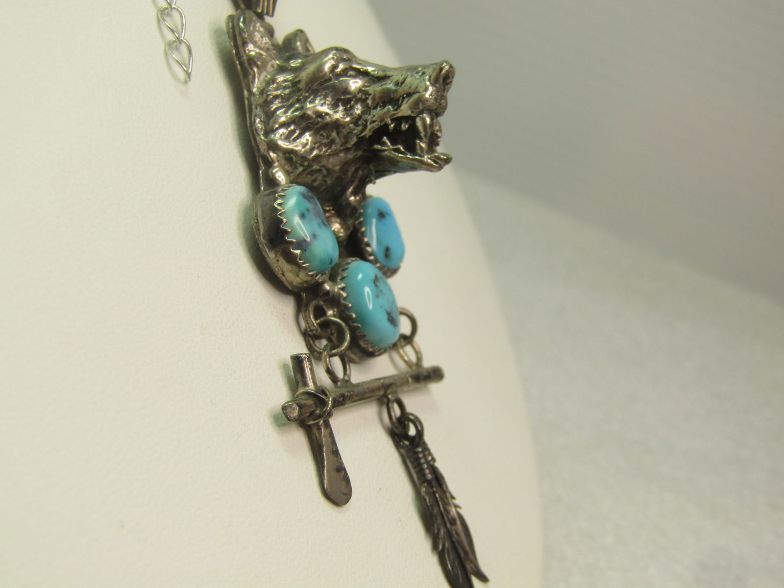 Vintage Sterling Navajo Fossil Coral Necklace, Signed Cecil Sanders, 1980's, 14"-19" - 3