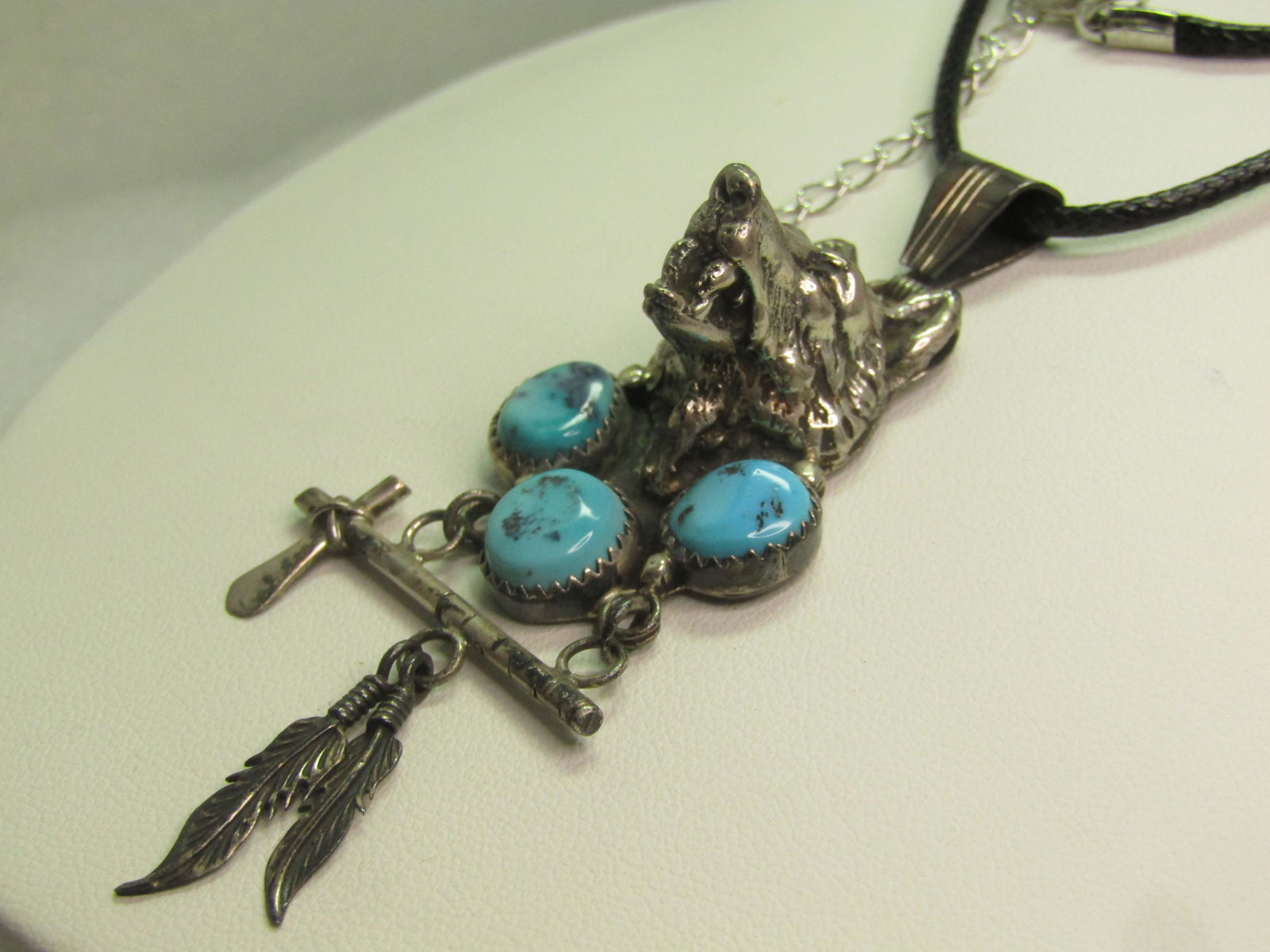 Vintage Sterling Navajo Fossil Coral Necklace, Signed Cecil Sanders, 1980's, 14"-19" - 4