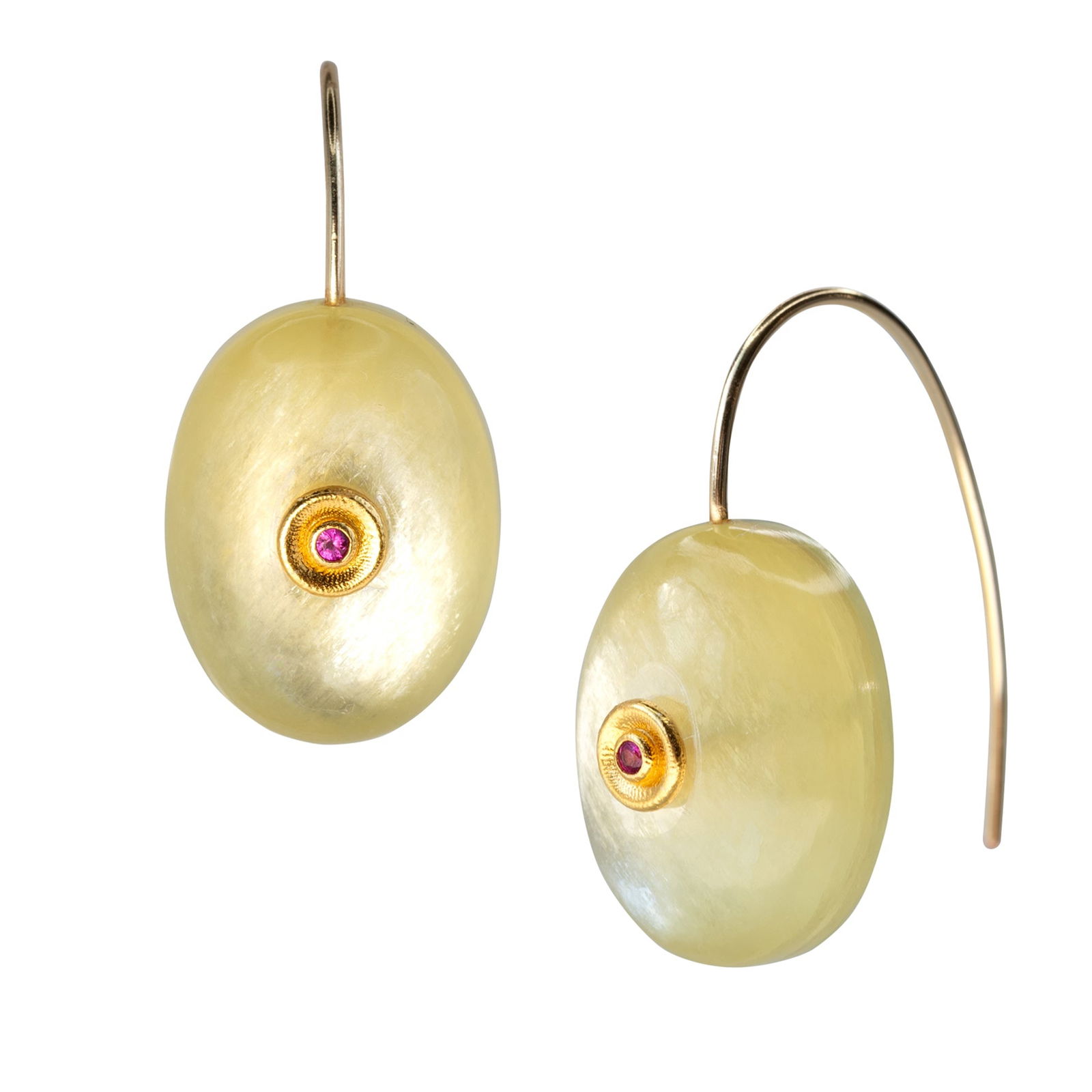 Golden Lepidolite Mica & Tourmaline Drop Earrings in 14K Gold: Title:Golden Lepidolite Mica & Tourmaline Drop Earrings in 14K GoldDescription:Softly luminous and quietly mesmerizing, these earrings capture light like a whispered glow at golden hour. The warm