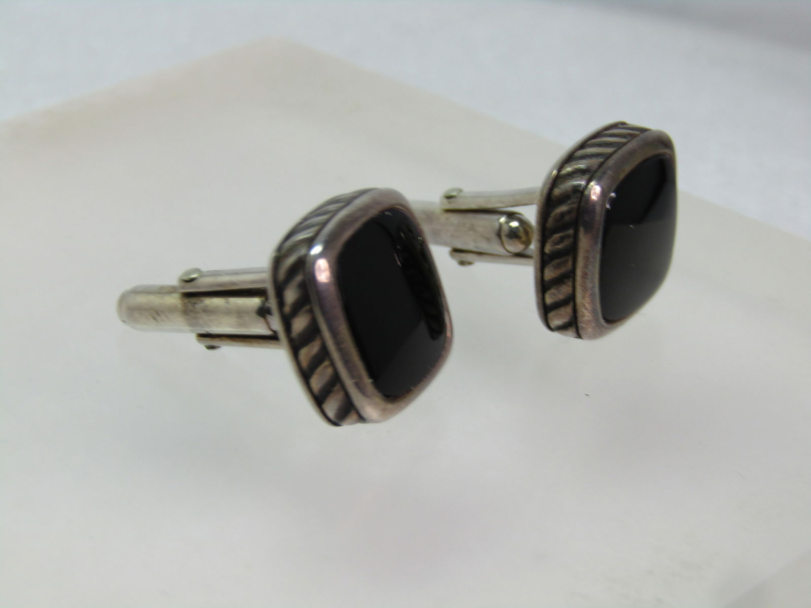 Vintage Sterling David Yurman Onyx Cufflinks, 1980's-1990's - 2