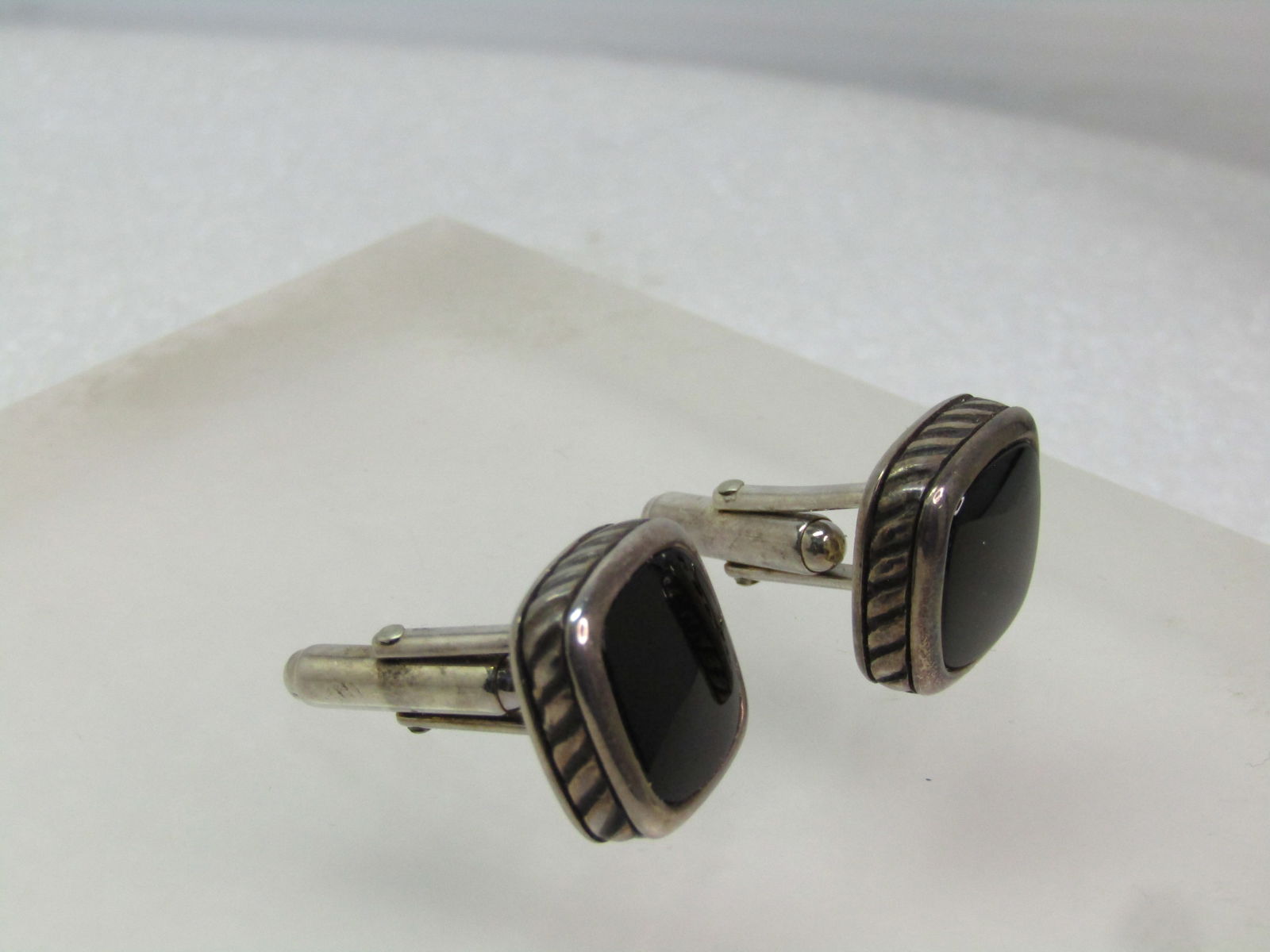 Vintage Sterling David Yurman Onyx Cufflinks, 1980's-1990's - 3