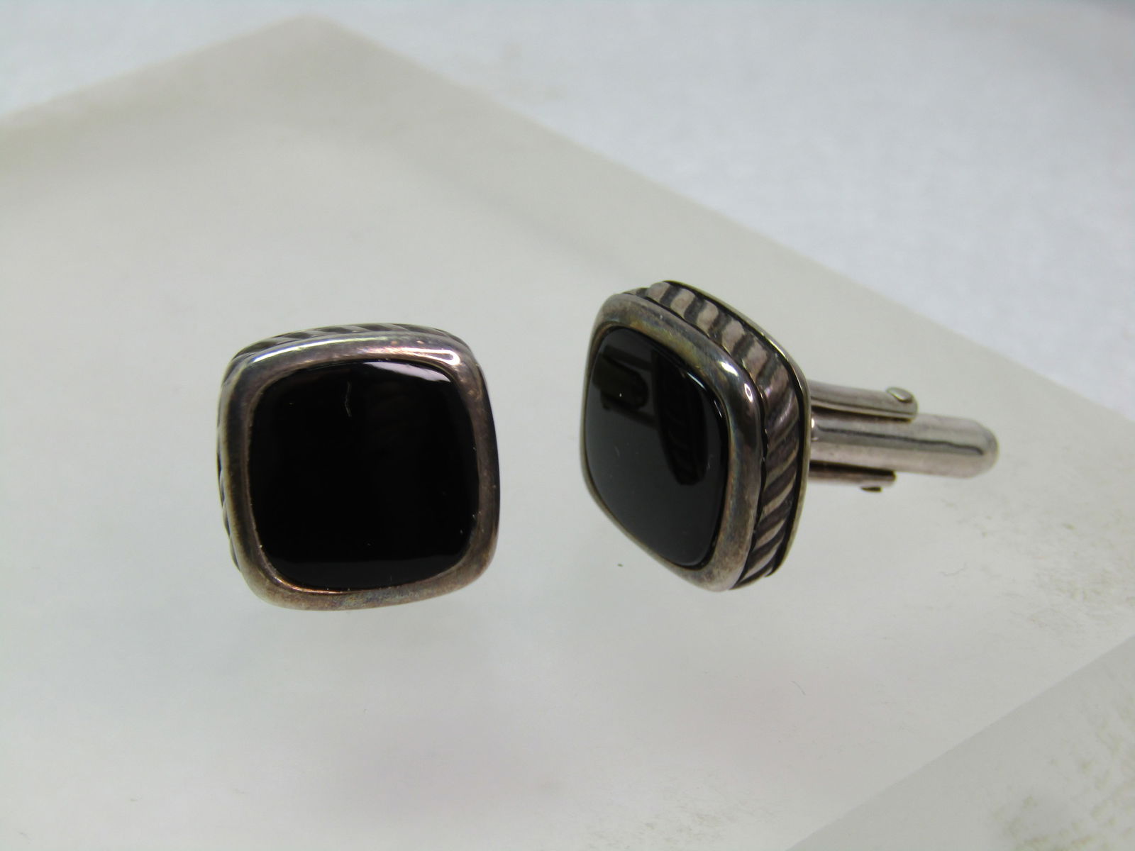 Vintage Sterling David Yurman Onyx Cufflinks, 1980's-1990's - 4