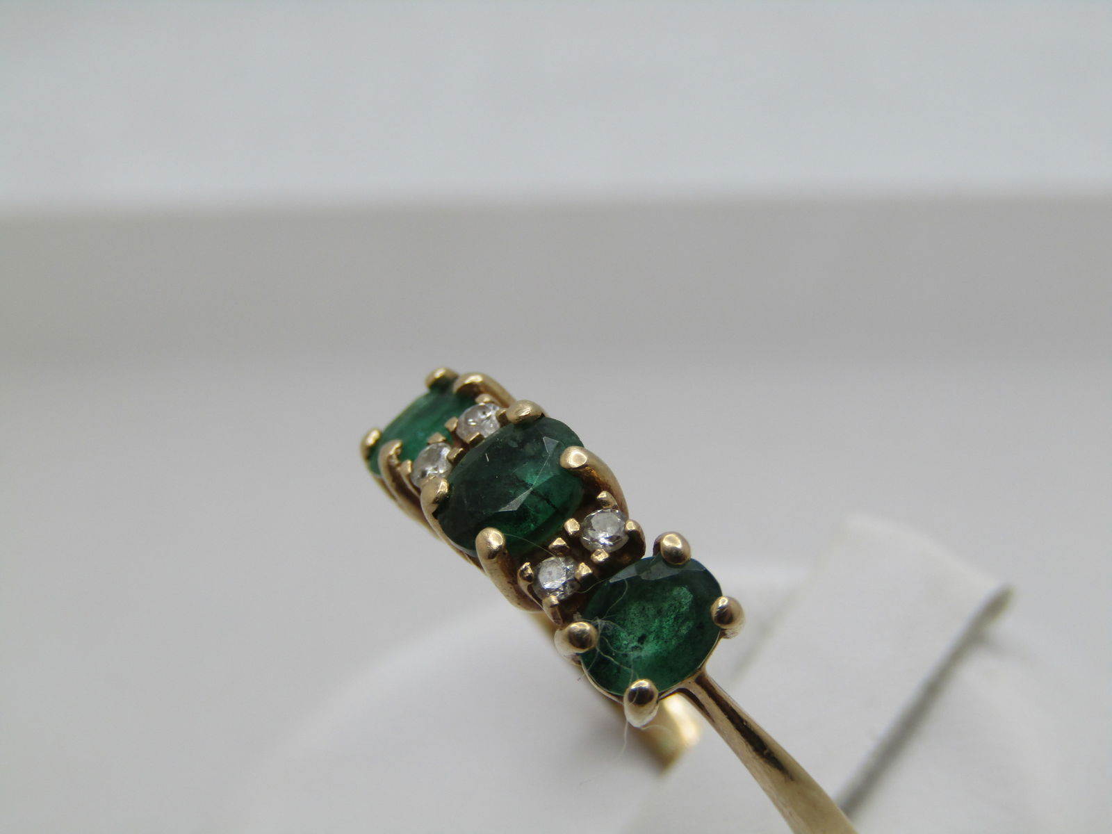 Vintage 14kt Emerald & Diamond Ring, Sz. 6.5, Signed BH, 1960's-1970's - 3