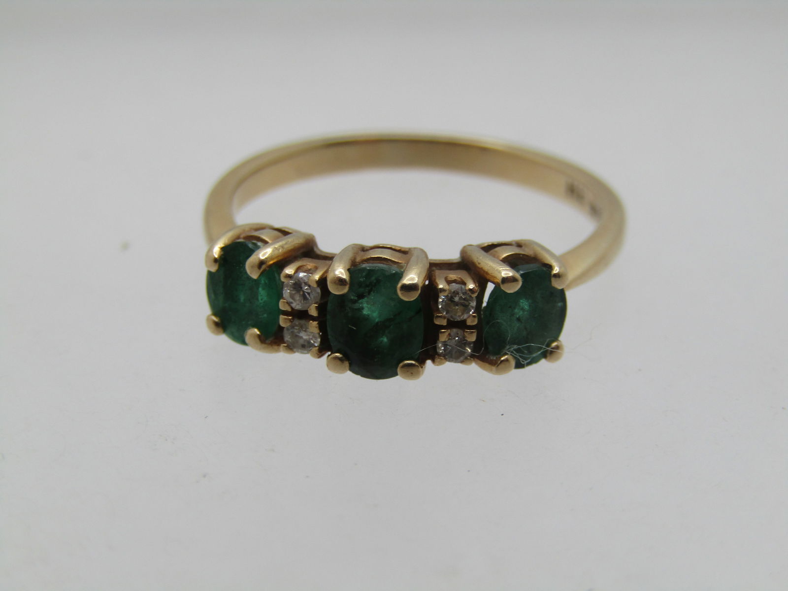 Vintage 14kt Emerald & Diamond Ring, Sz. 6.5, Signed BH, 1960's-1970's - 5