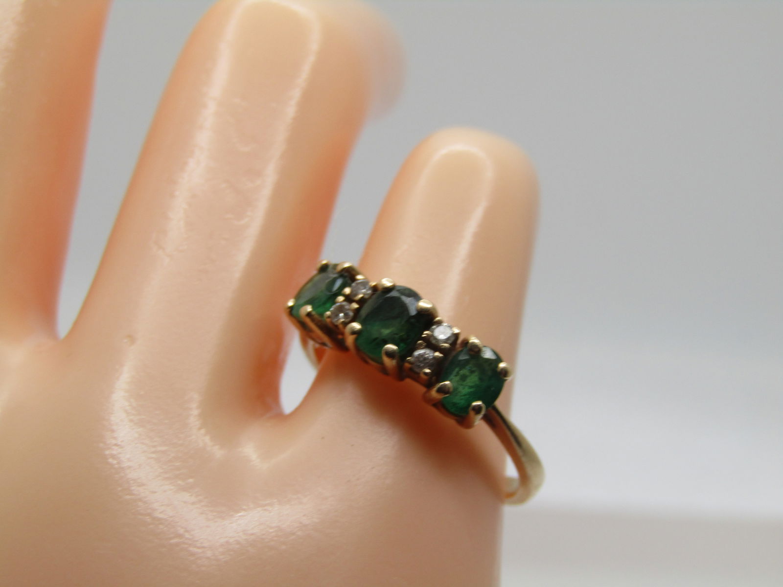 Vintage 14kt Emerald & Diamond Ring, Sz. 6.5, Signed BH, 1960's-1970's - 8