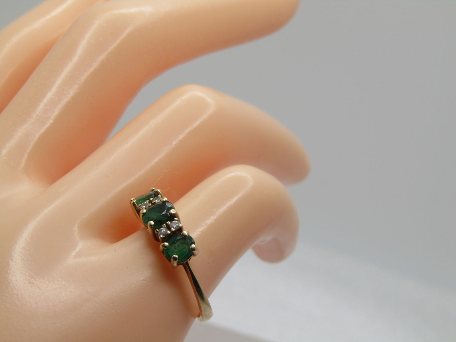 Vintage 14kt Emerald & Diamond Ring, Sz. 6.5, Signed BH, 1960's-1970's - 9