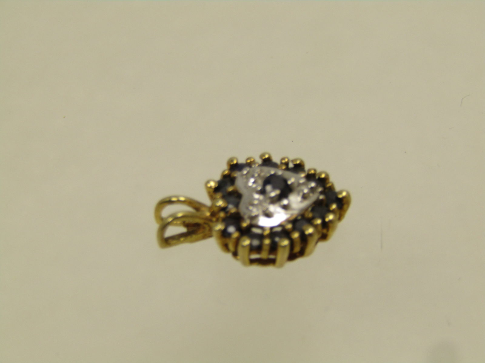 Vintage 10kt Blue Sapphire Heart Pendant, 1970's-1980's, Signed - 2