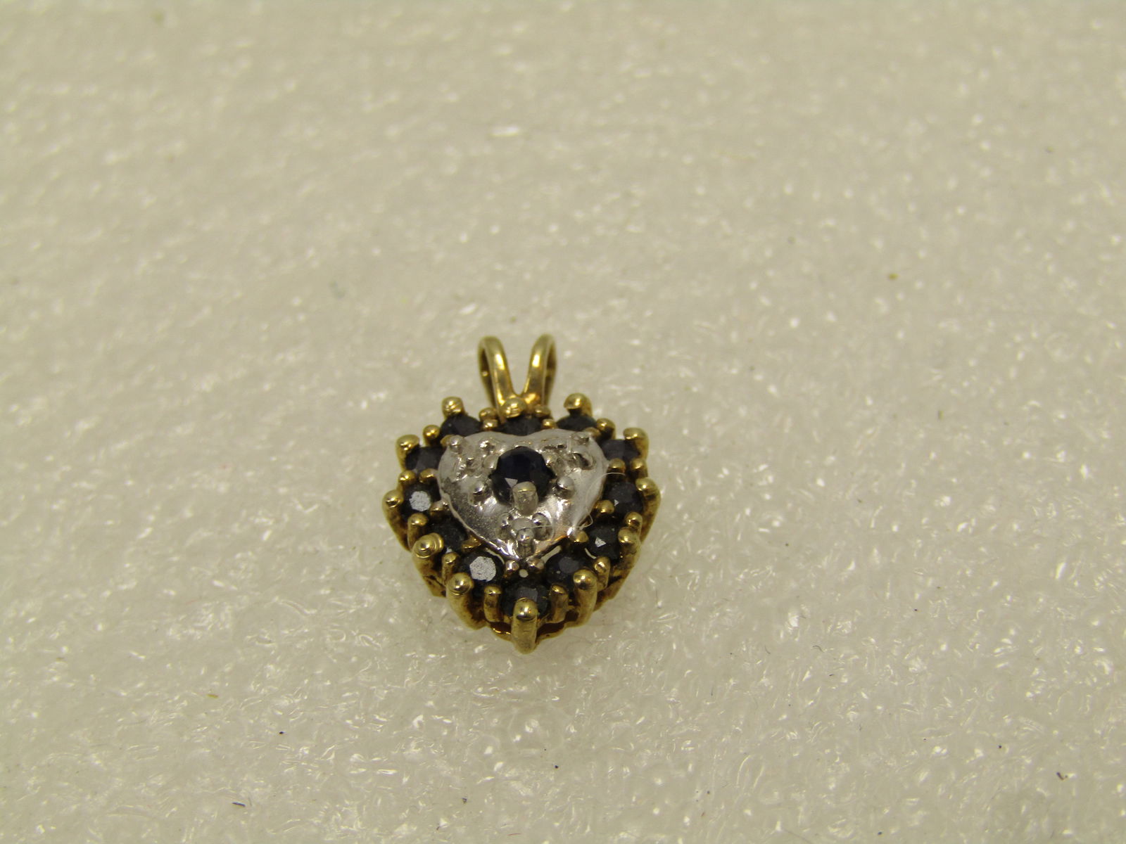 Vintage 10kt Blue Sapphire Heart Pendant, 1970's-1980's, Signed - 4