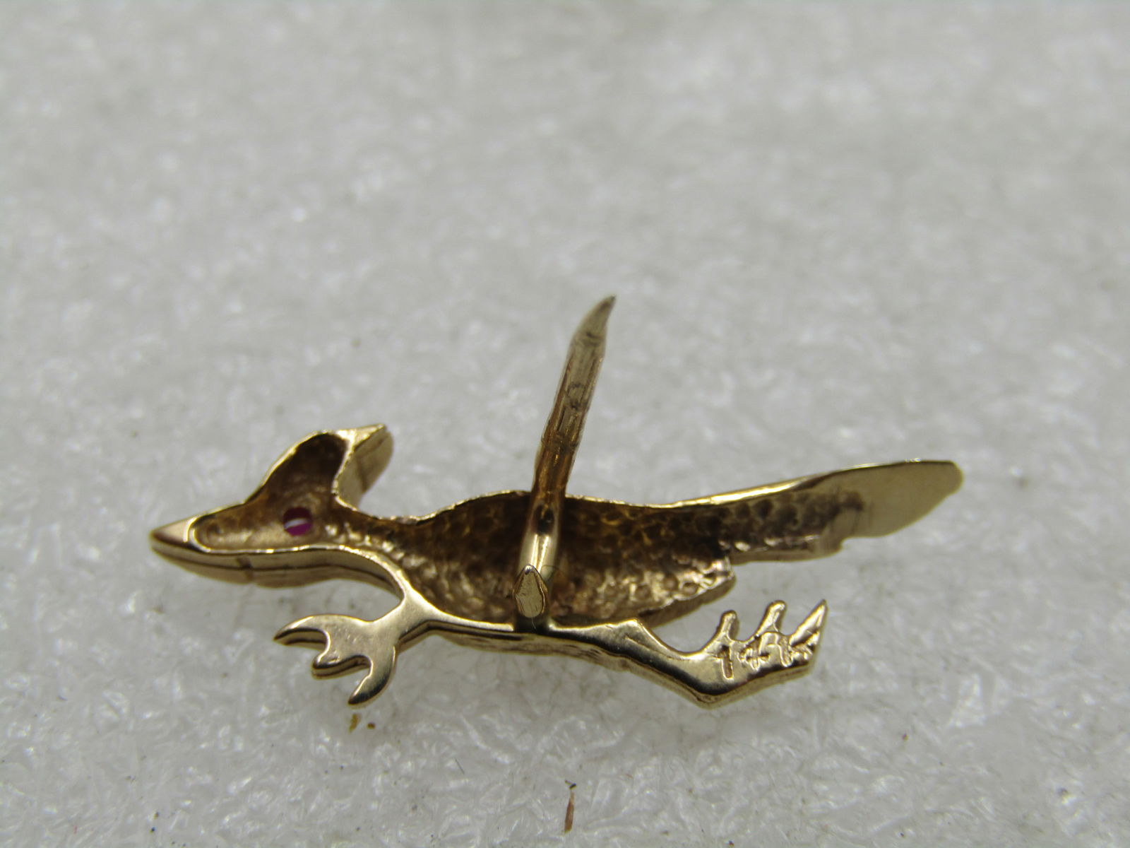 Vintage 14kt Road Runner Tack Pin, Ruby Eye - 6
