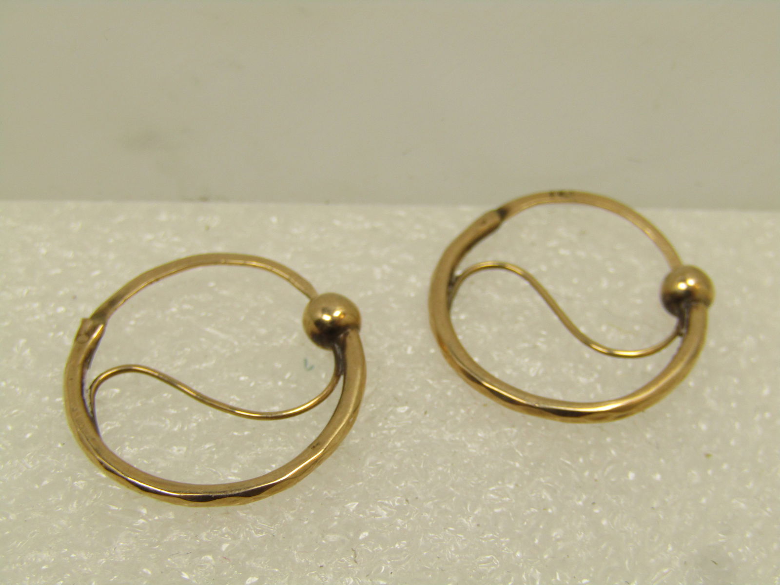 Vintage 14kt Gold Hoop Pierced Earrings, 1960's-1970's - 3
