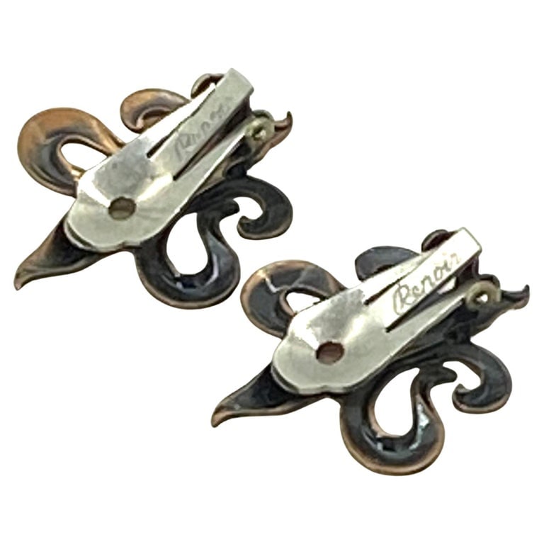 Renoir Fleur de Lis Copper Clip-on Earrings - 3