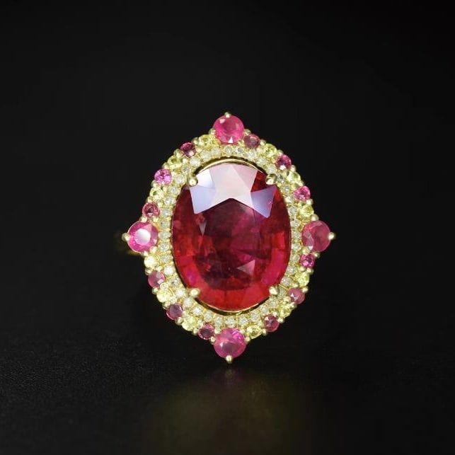 14K GOLD 5.75 CTW NATURAL TOURMALINE & DIAMOND RING: Title:14K GOLD 5.75 CTW NATURAL TOURMALINE & DIAMOND RING Description:Ref:230528362Gold Content:14K GoldRing Size:7.25USMain Gemstone:TourmalineNumber of stones:1Shape:OvalCarat Weight:5.63ct Color:Re