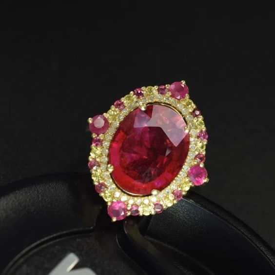 14K GOLD 5.75 CTW NATURAL TOURMALINE & DIAMOND RING - 3