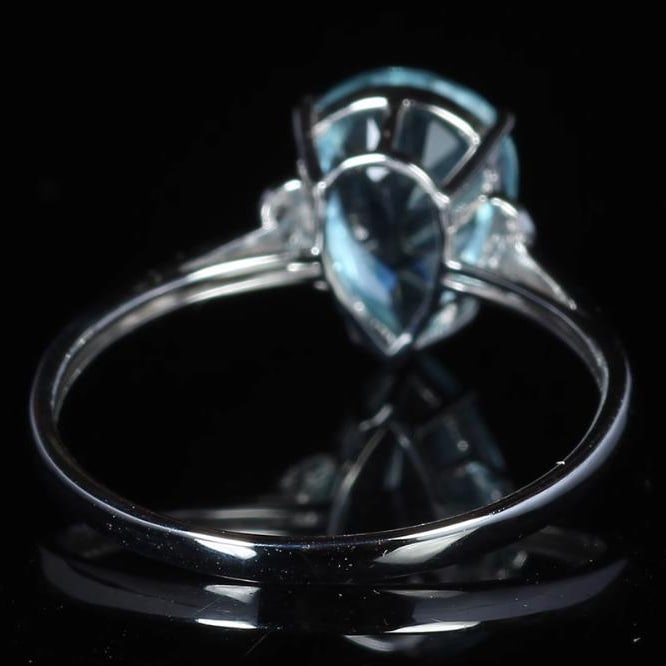 14K GOLD 2 CT NATURAL AQUAMARINE & DIAMOND RING - 4