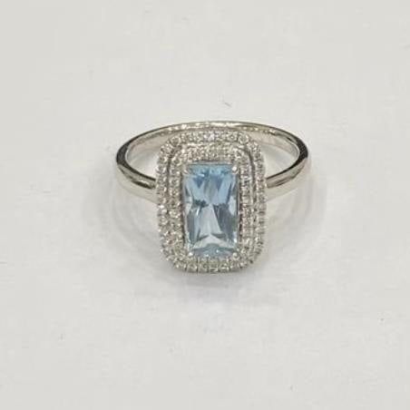 14K GOLD 2.11 CTW NATURAL AQUAMARINE & DIAMOND RING: Title:14K GOLD 2.11 CTW NATURAL AQUAMARINE & DIAMOND RINGDescription:Ref:230528357Gold Content:14K GoldRing Size:7.25USMain Gemstone:AquamarineNumber of stones:1Shape:CushionCarat Weight:1.70ct