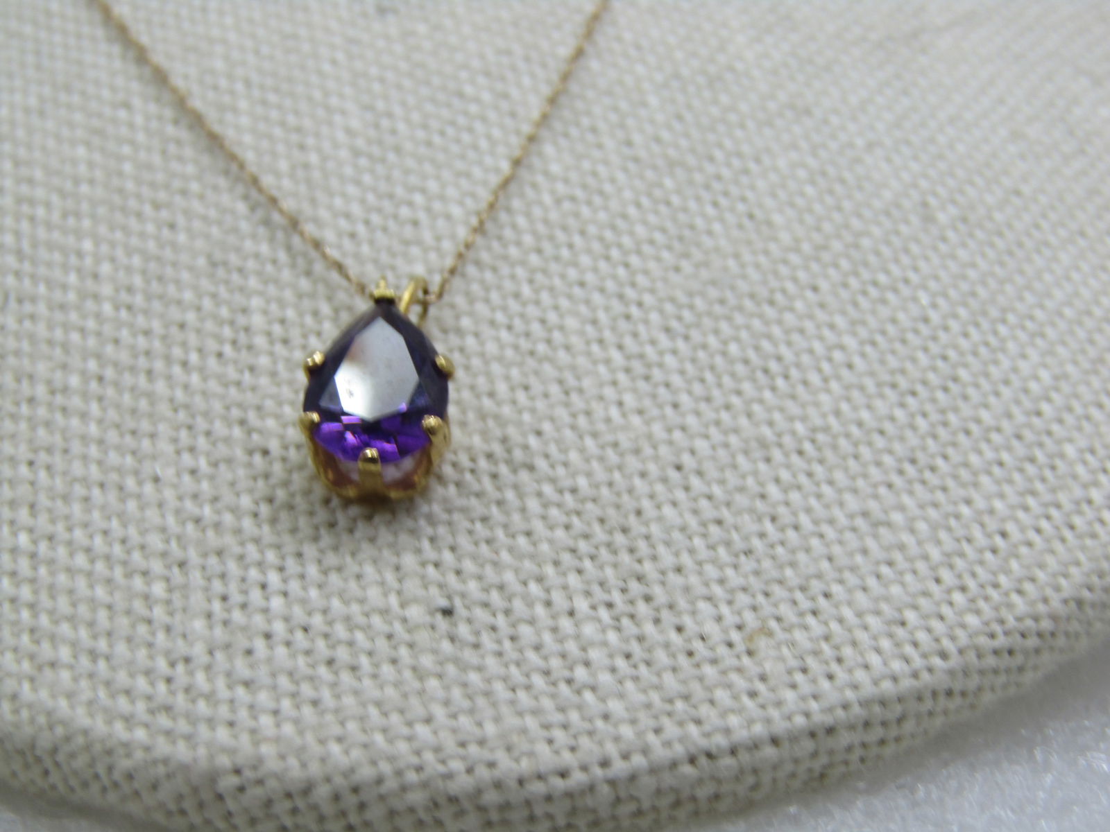 Vintage 14kt Amethyst Solitaire Necklace, 18.75", .55ctw - 2