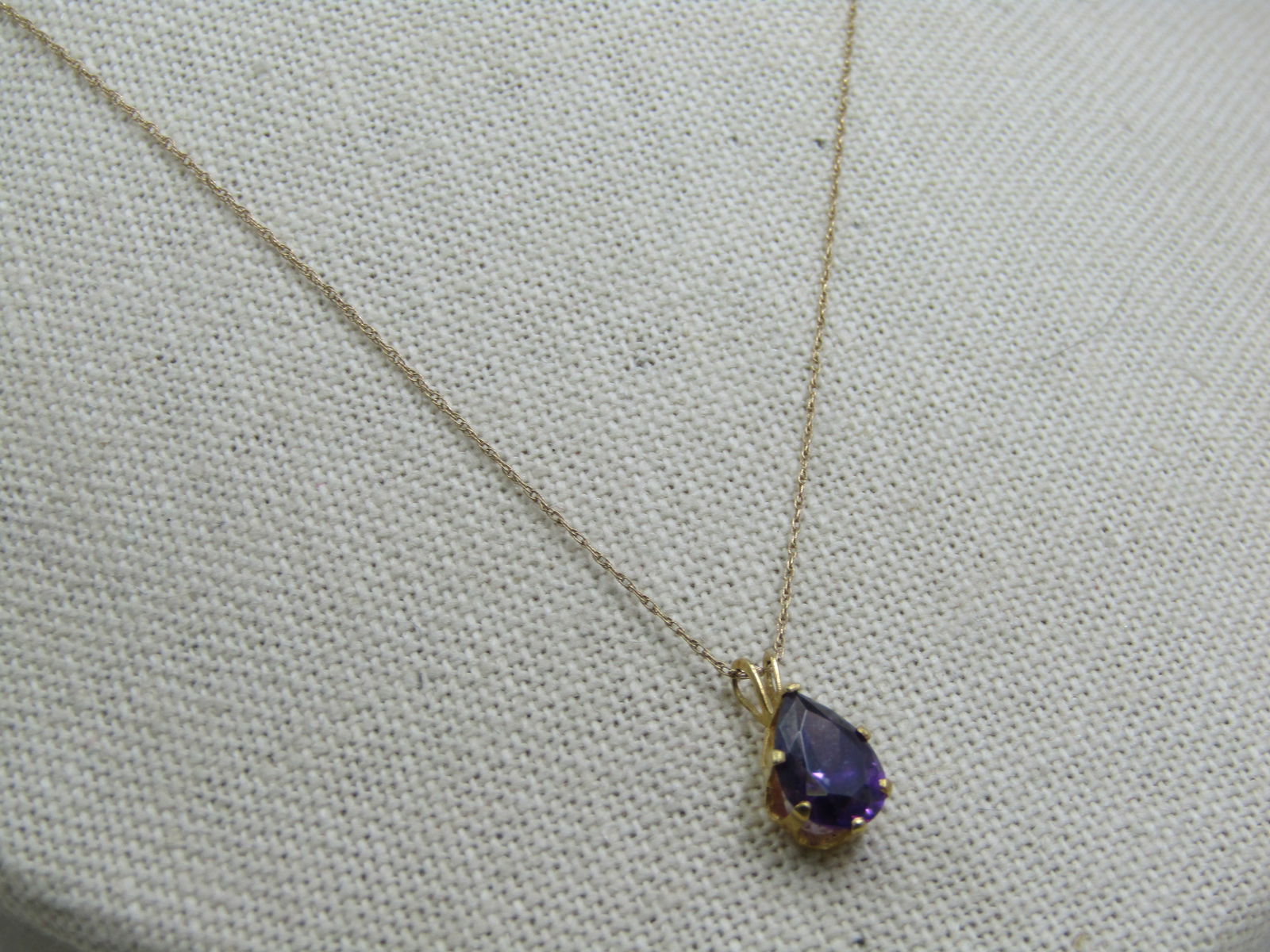 Vintage 14kt Amethyst Solitaire Necklace, 18.75", .55ctw - 3