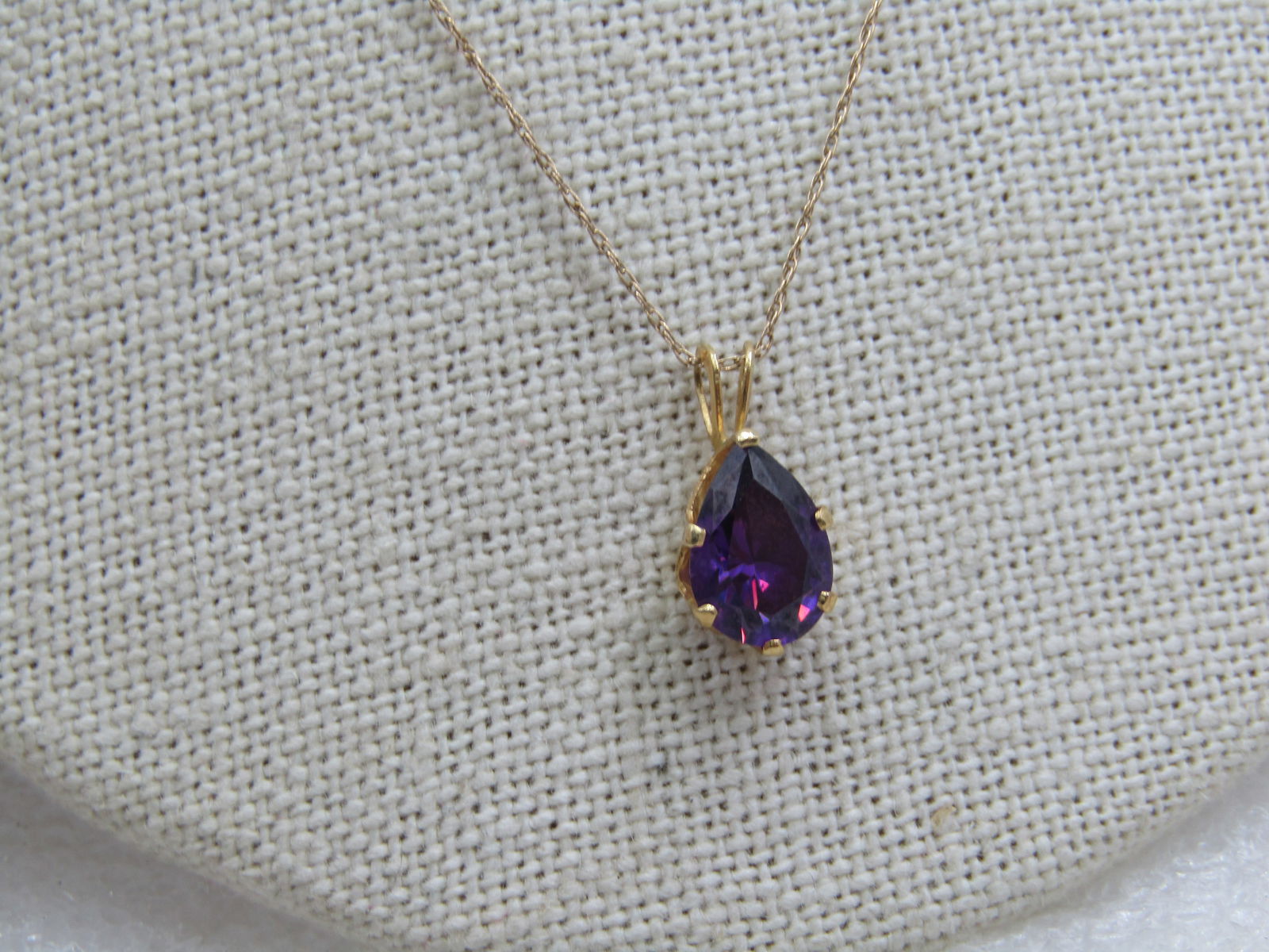 Vintage 14kt Amethyst Solitaire Necklace, 18.75", .55ctw - 4
