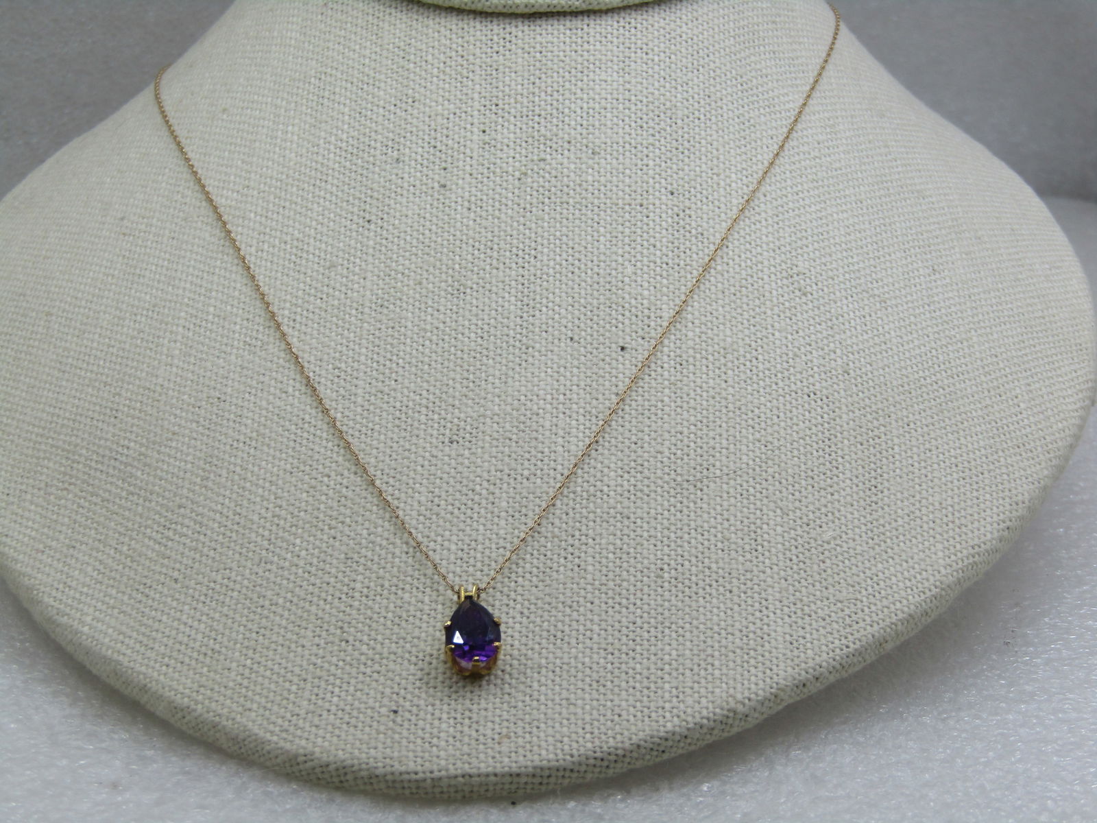 Vintage 14kt Amethyst Solitaire Necklace, 18.75", .55ctw - 5