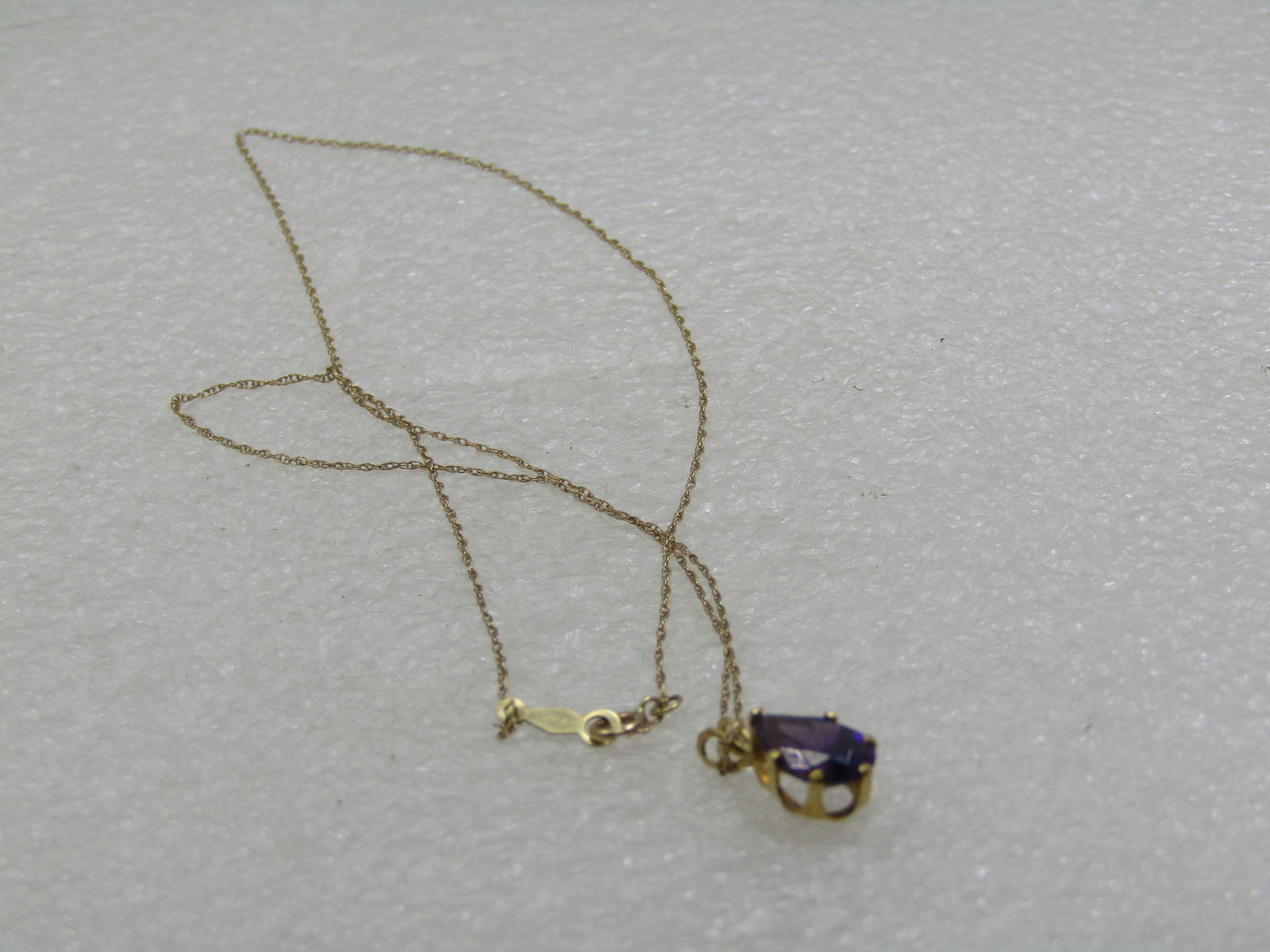 Vintage 14kt Amethyst Solitaire Necklace, 18.75", .55ctw - 7
