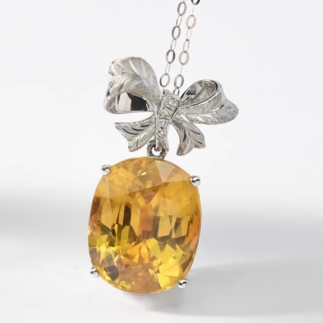 14K GOLD 8.61 CTW NATURAL SAPPHIRE & DIAMOND PENDANT (1 of 4)