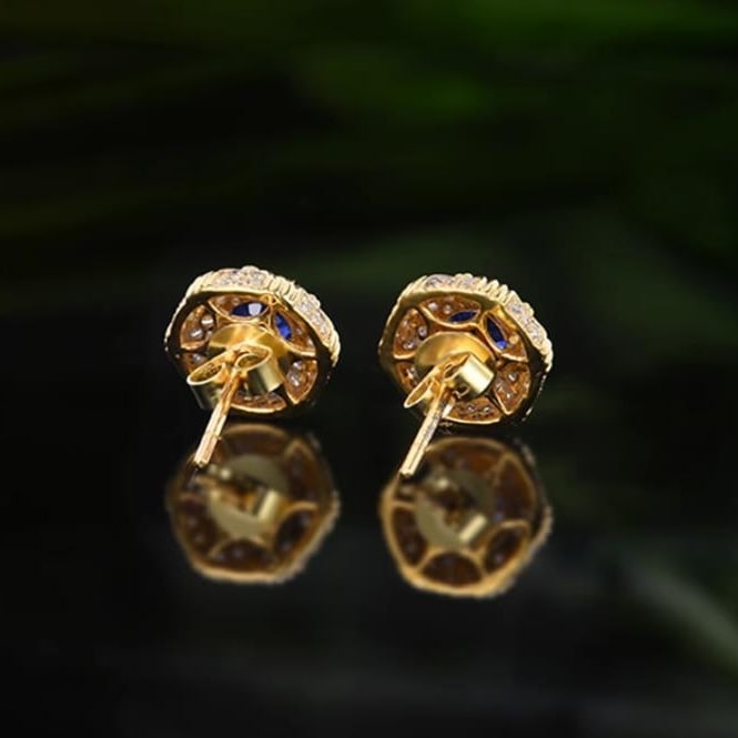 14K GOLD 1.12 CTW NATURAL SAPPHIRE & DIAMOND EARRINGS - 4