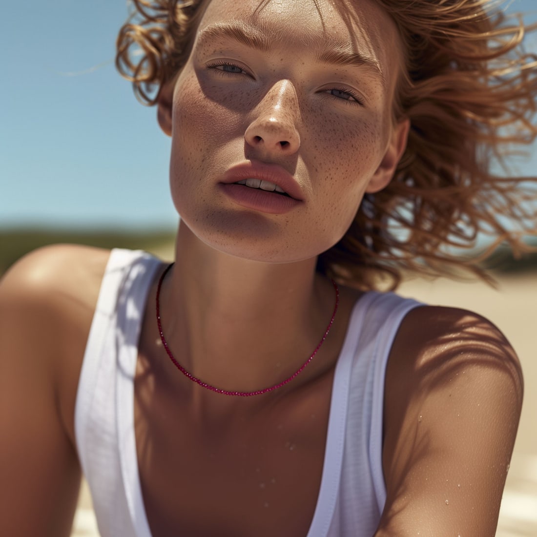 Tiny Ruby 14K Gold Necklace - 7