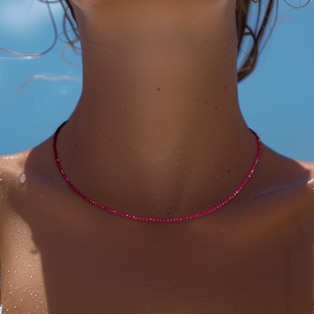 Tiny Ruby 14K Gold Necklace - 8