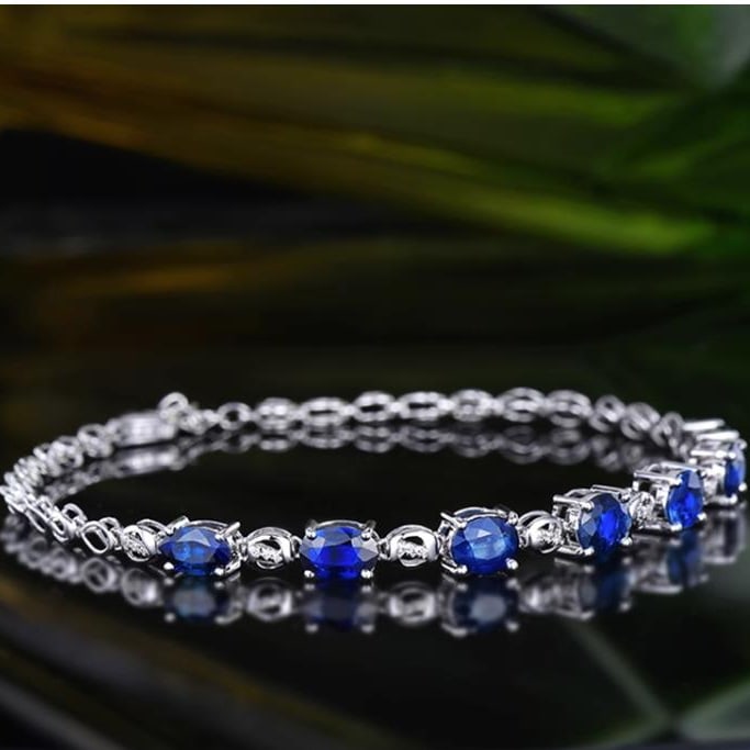 14K GOLD 3.65 CTW NATURAL SAPPHIRE & DIAMOND BRACELET - 3
