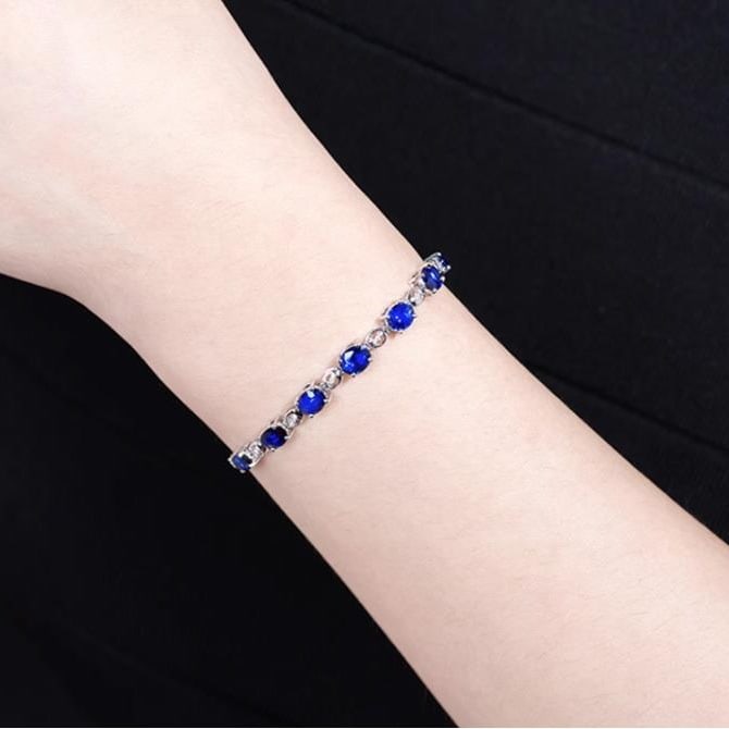 14K GOLD 3.65 CTW NATURAL SAPPHIRE & DIAMOND BRACELET - 5