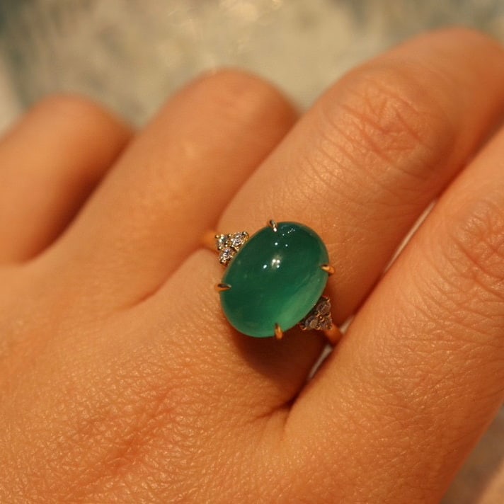 14K GOLD 6.10 CTW VIVID GREEN NATURAL EMERALD & DIAMOND RING - 5