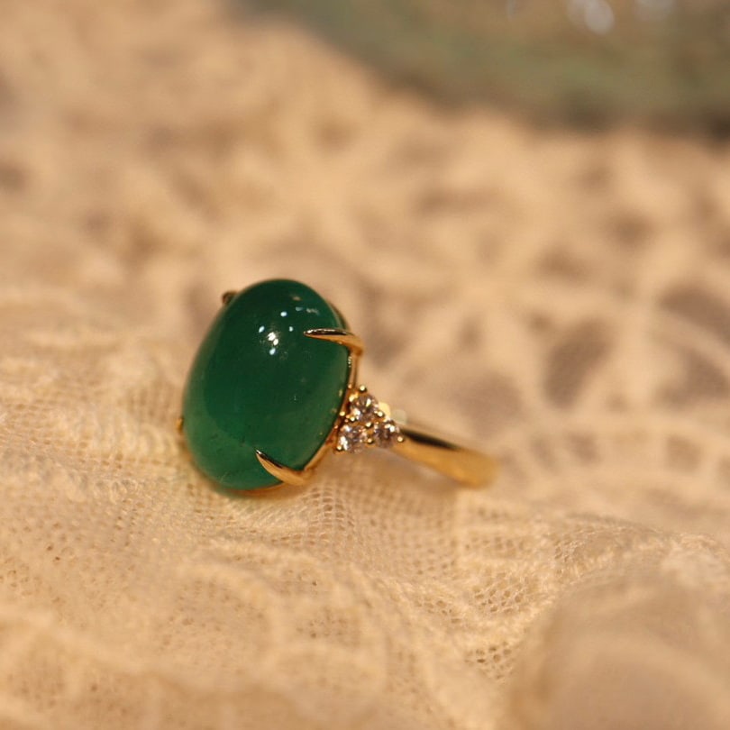 14K GOLD 6.10 CTW VIVID GREEN NATURAL EMERALD & DIAMOND RING - 6