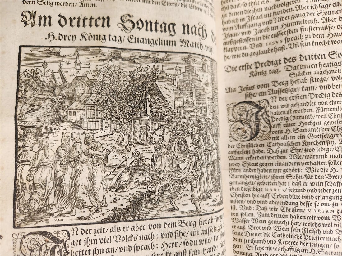 1577 BIBLE COMMENTARIES by J. Feucht ILLUSTRATED antique 16th century FOLIO - 10