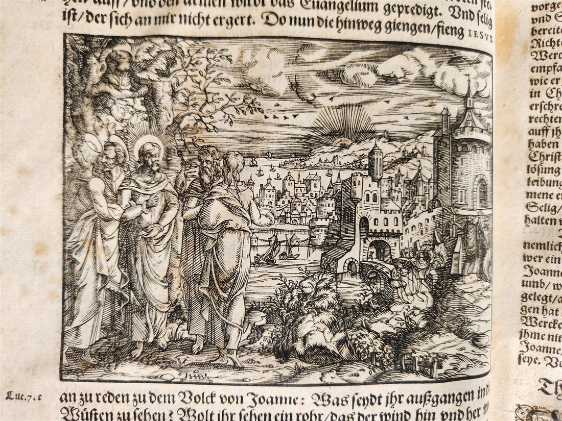 1577 BIBLE COMMENTARIES by J. Feucht ILLUSTRATED antique 16th century FOLIO - 2