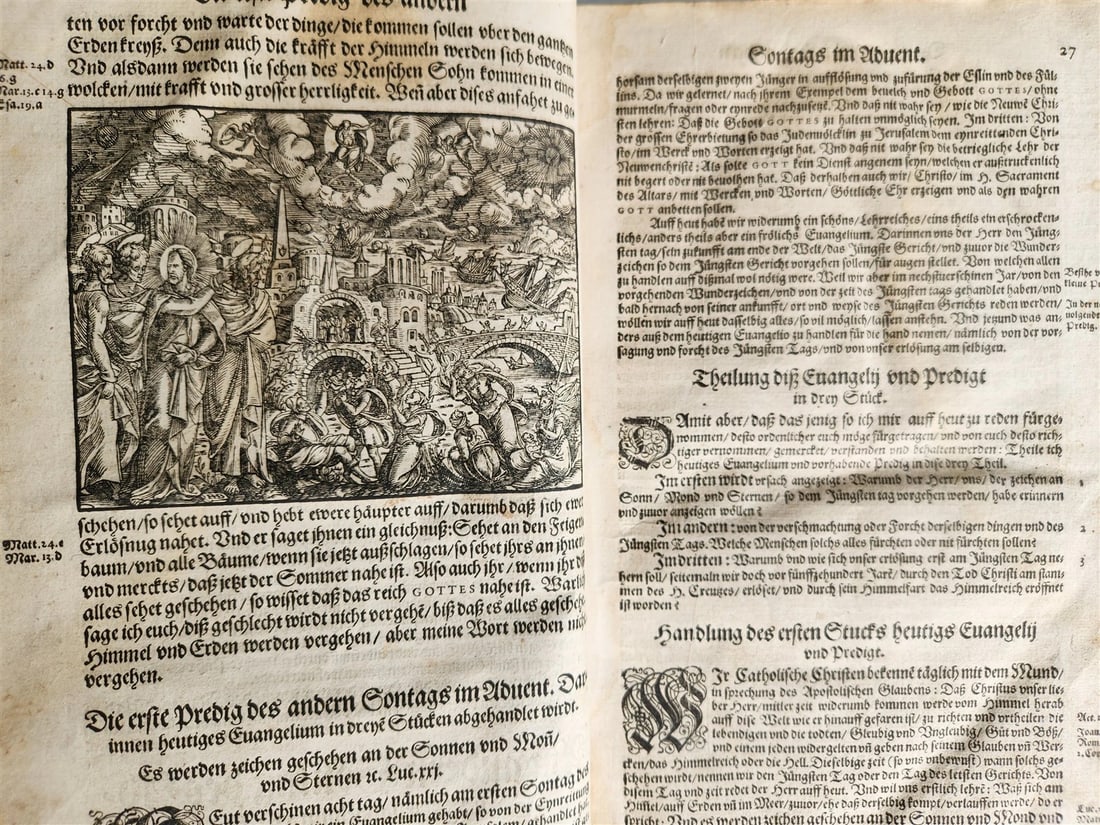 1577 BIBLE COMMENTARIES by J. Feucht ILLUSTRATED antique 16th century FOLIO - 6