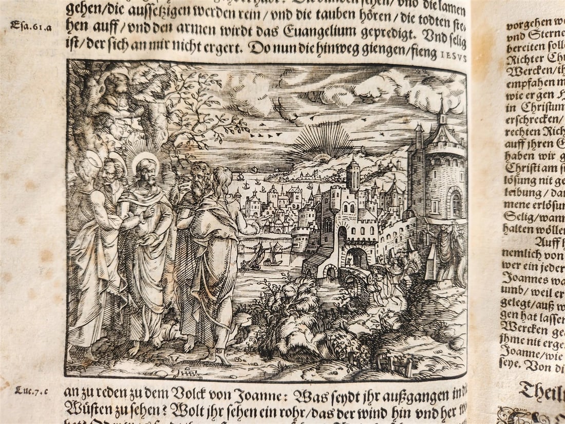 1577 BIBLE COMMENTARIES by J. Feucht ILLUSTRATED antique 16th century FOLIO - 7