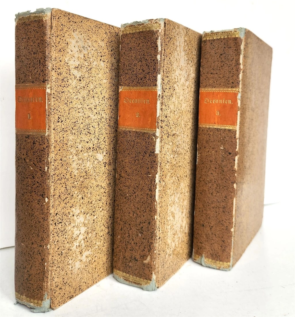 1838 TRAVELS to OCEANIA MALAYSIA POLYNESIA 3 VOLUMES antique ILLUSTRATED German - 3