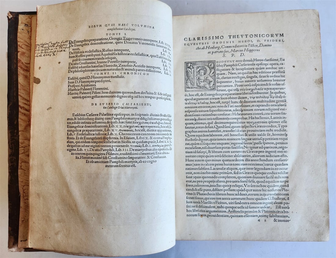 1549 EUSIBIUS HISTORY & PHILOSOPHY antique 16th century FOLIO - 4