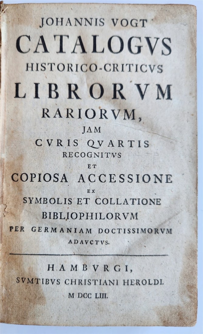 1753 RARE BOOKS CATALOG Catalogus Historico-Criticus Librorum Rariorum ANTIQUE - 2