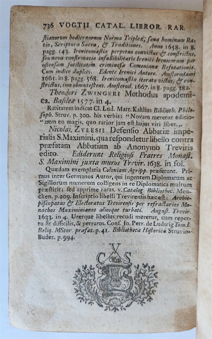 1753 RARE BOOKS CATALOG Catalogus Historico-Criticus Librorum Rariorum ANTIQUE - 7