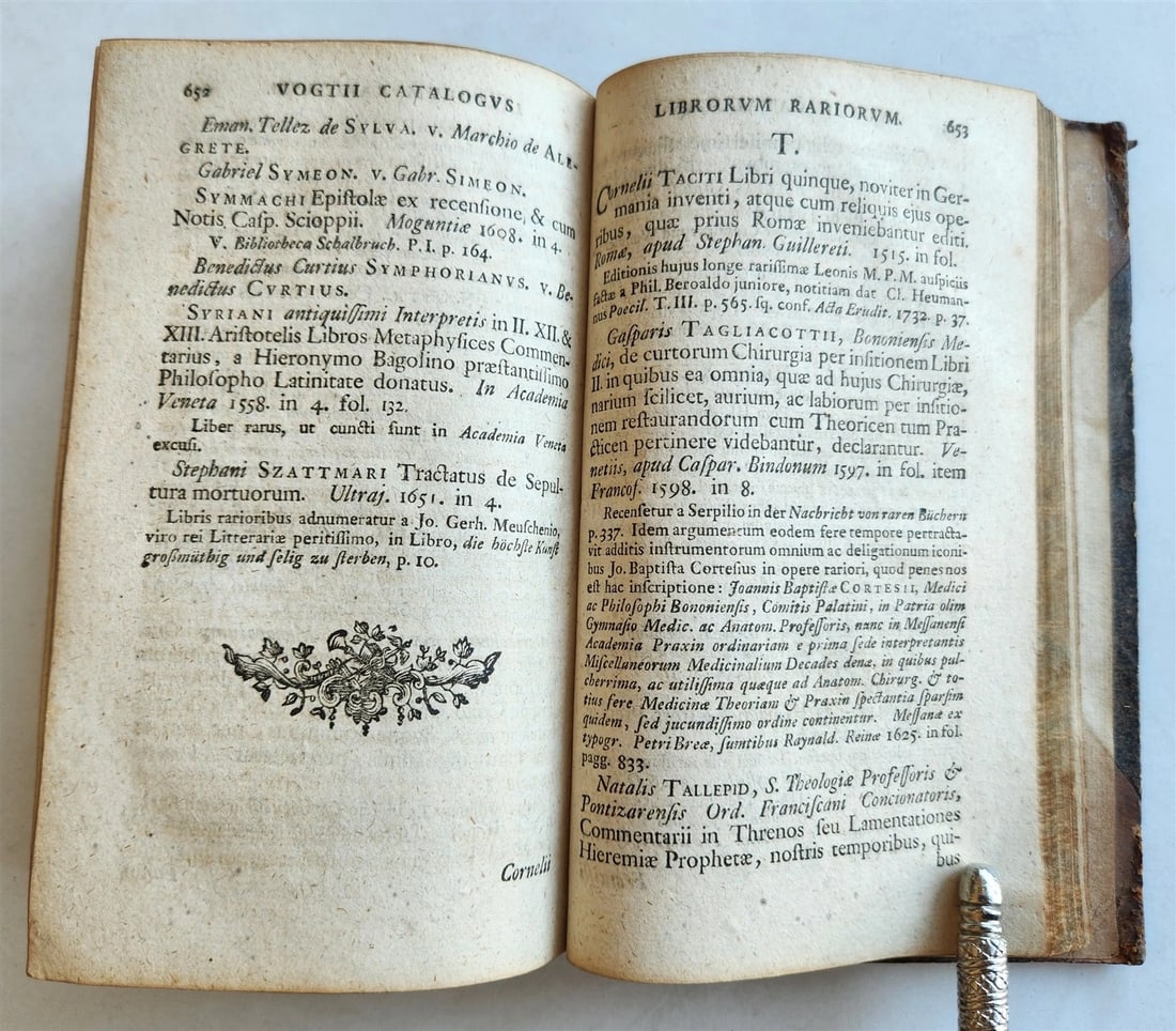 1753 RARE BOOKS CATALOG Catalogus Historico-Criticus Librorum Rariorum ANTIQUE - 8